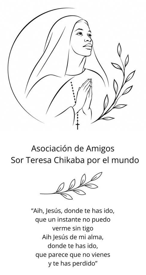 Ilustración de Sor Teresa Chikaba con el nombre de la Asociación y una cita